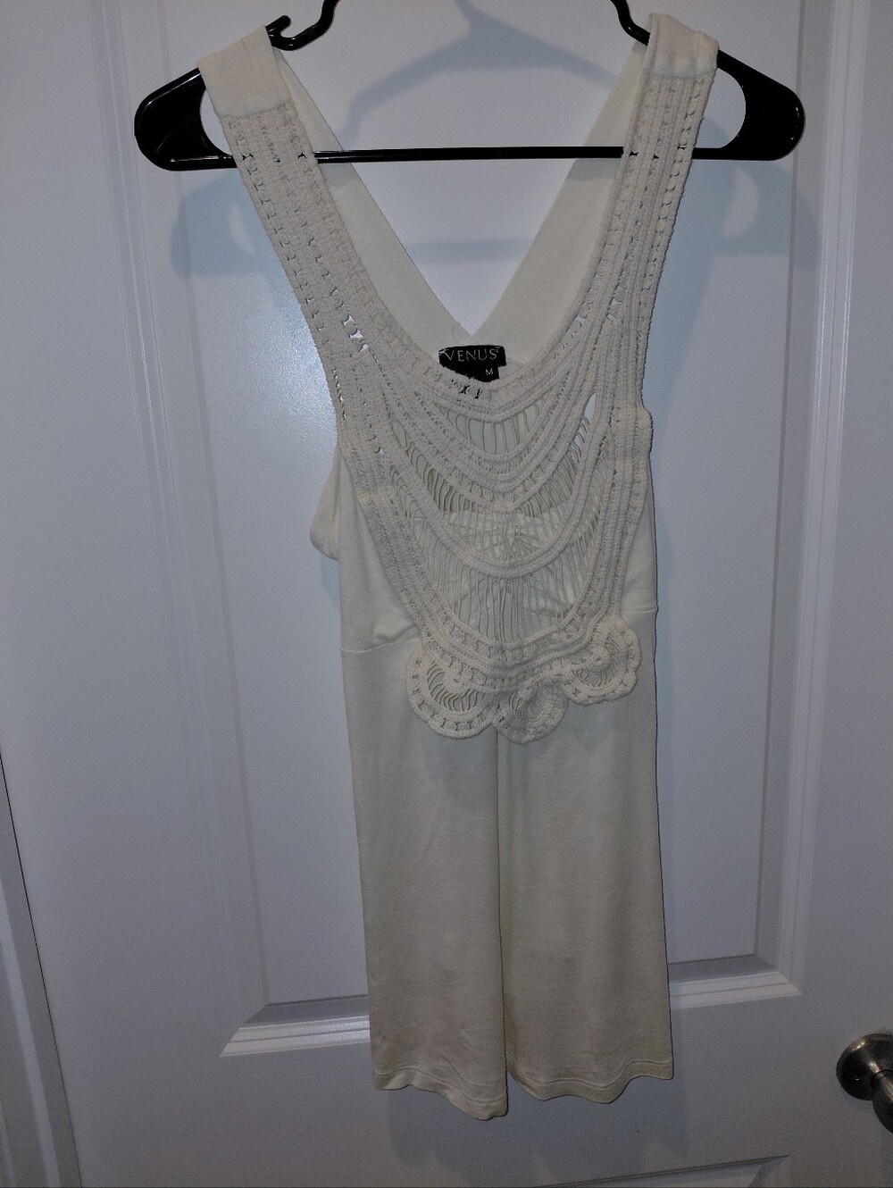 Venus Women's Cream Crochet-Back Tank Top